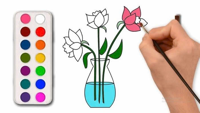 Mẫu 12: ý tưởng tranh vẽ bình hoa đơn giản, đẹp nhất Mẫu 12: ý tưởng tranh vẽ bình hoa đơn giản, đẹp nhất