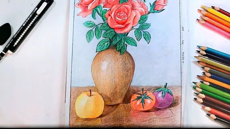 mẫu ý tưởng tranh vẽ bình hoa đơn giản, đẹp nhất mẫu ý tưởng tranh vẽ bình hoa đơn giản, đẹp nhất