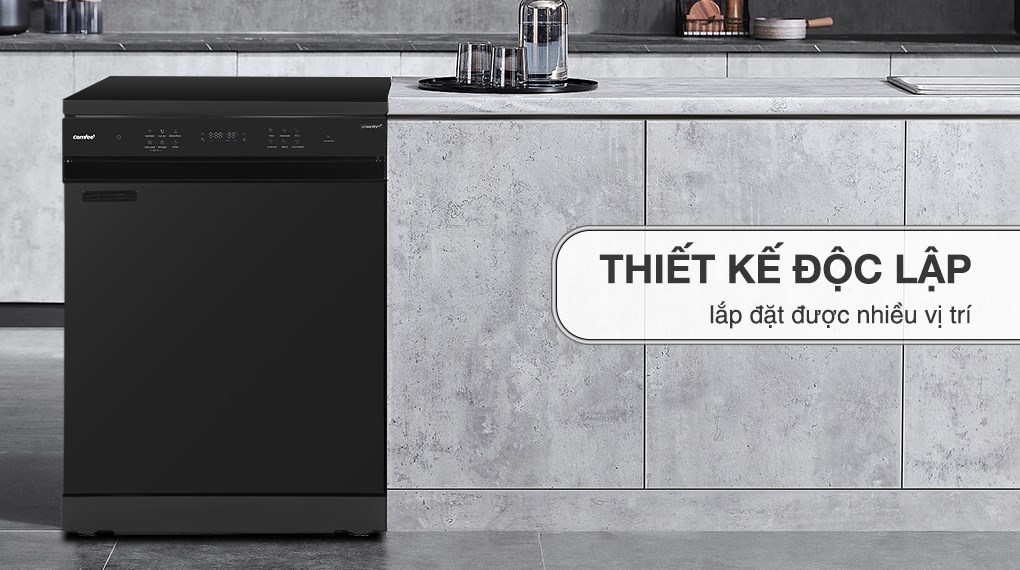 Máy rửa chén độc lập Comfee CDWEF1401HB-W-VN có thiết kế độc lập, hiện đại, phù hợp với nhiều không gian bếp