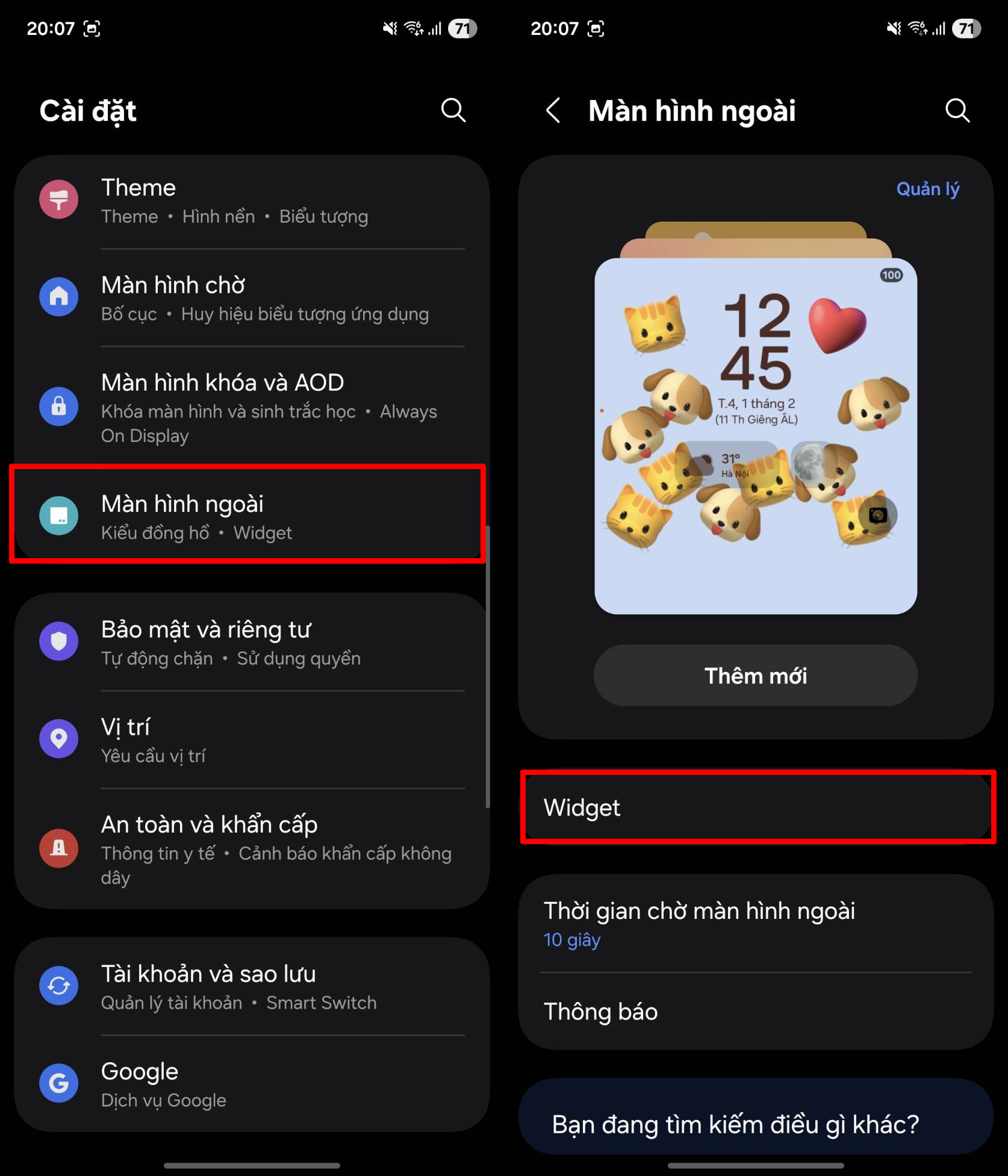 Cách thêm widget màn hình ngoài trên Galaxy Z Flip7