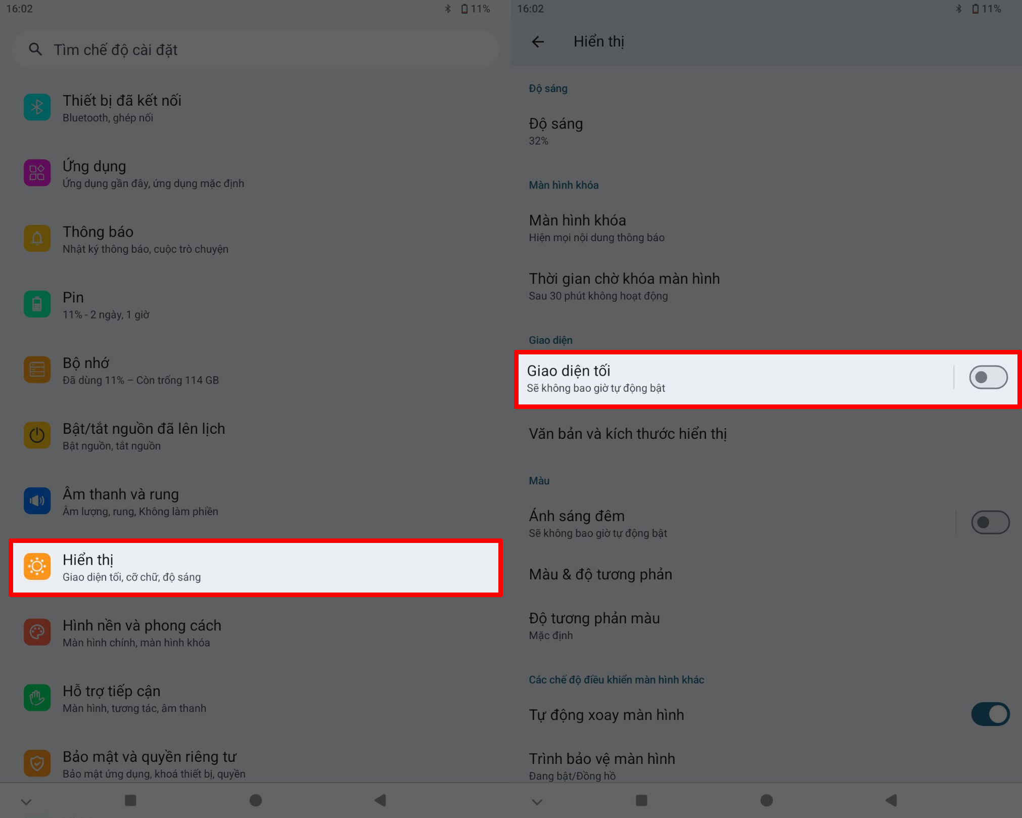Cách bật chế độ tối trên Masstel Tab 11 Ultra