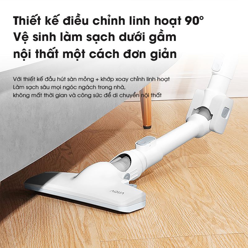 Máy hút bụi cầm tay AQUA AQS-CCXL8R(W)-VN thiết kế linh hoạt dễ dàng làm sạch nhiều ngóc ngách trong nhà