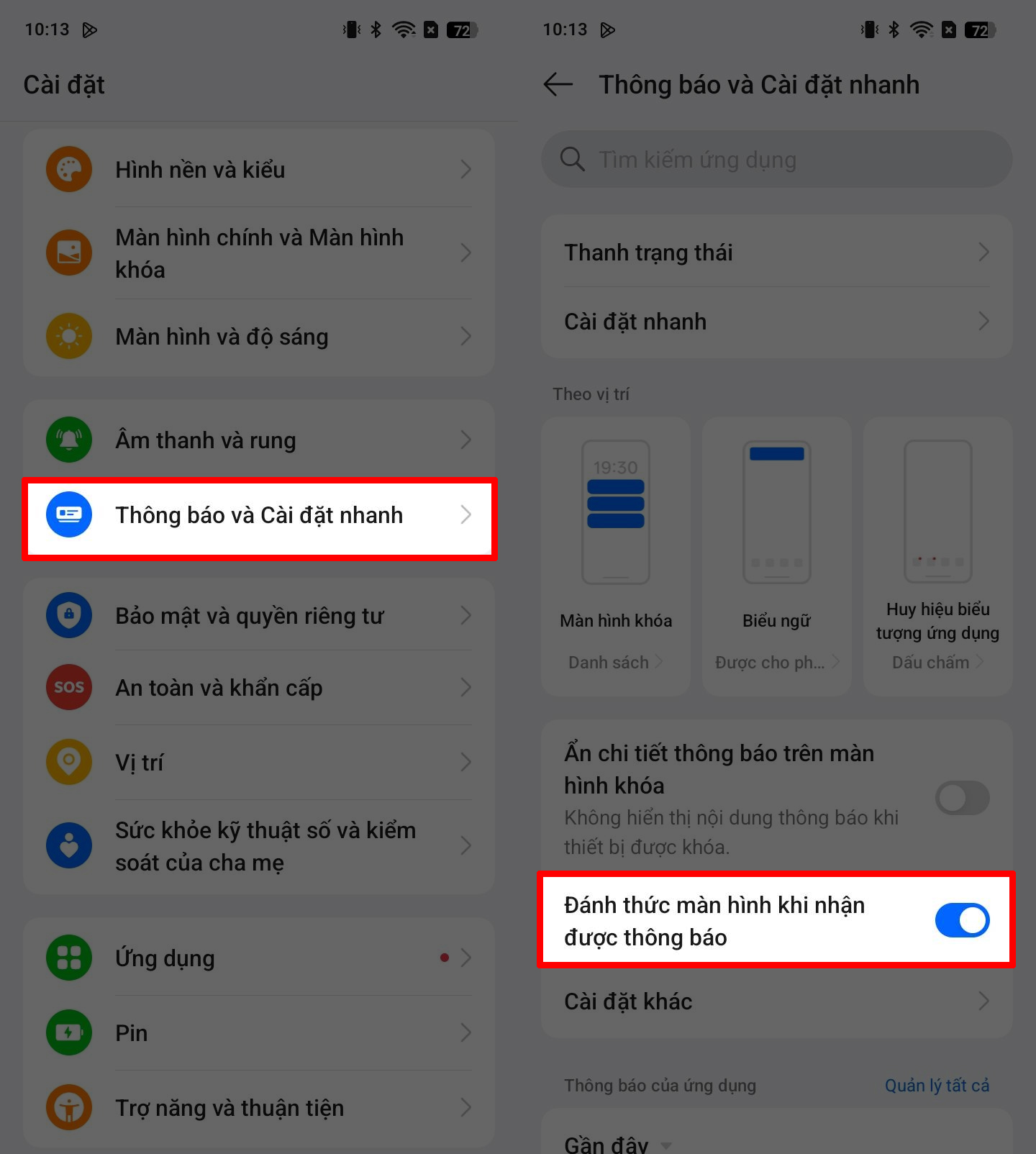 Cách bật sáng màn hình khi có thông báo OPPO A5i Series