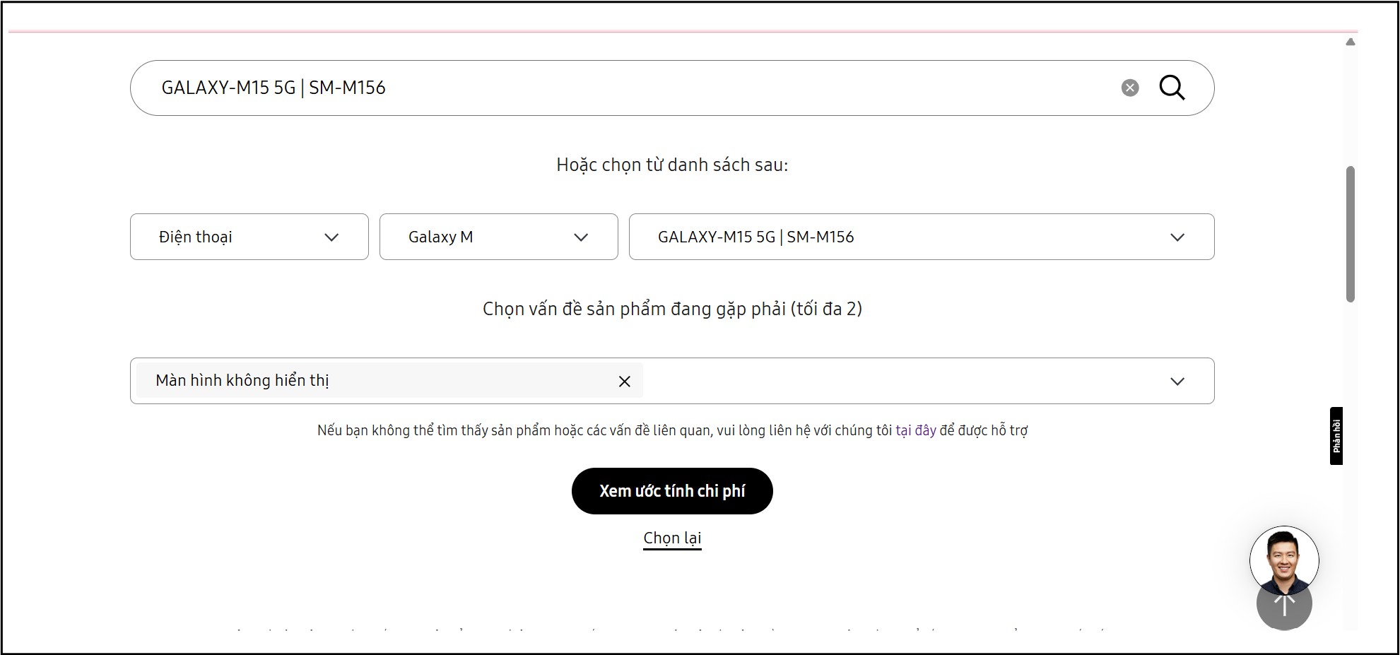 Chọn xem ước t&iacute;nh chi ph&iacute;
