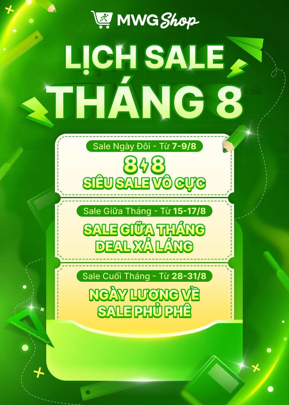 MWG SHOP - TỰU TRƯỜNG RỘN R&Agrave;NG - DEAL TR&Agrave;N S&Agrave;N VIỆT LỊCH SALE TH&Aacute;NG 8 - ƯU Đ&Atilde;I XẢ L&Aacute;NG