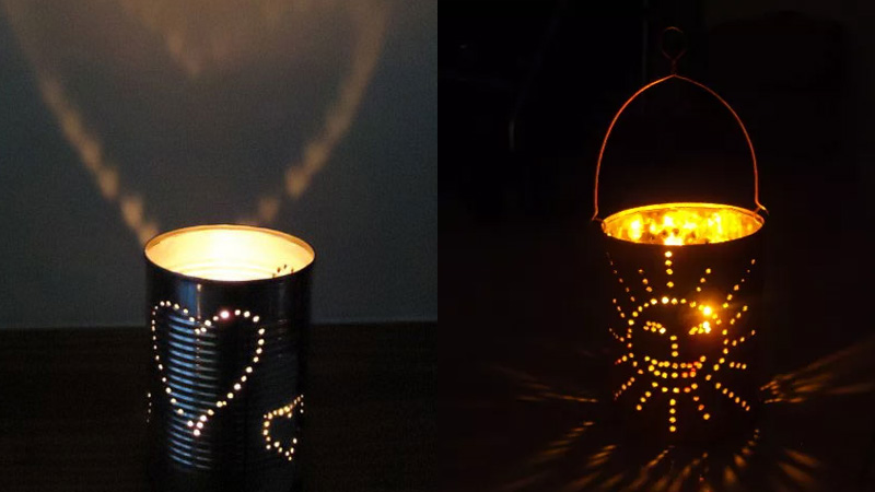 Cách làm lồng đèn từ lon sữa