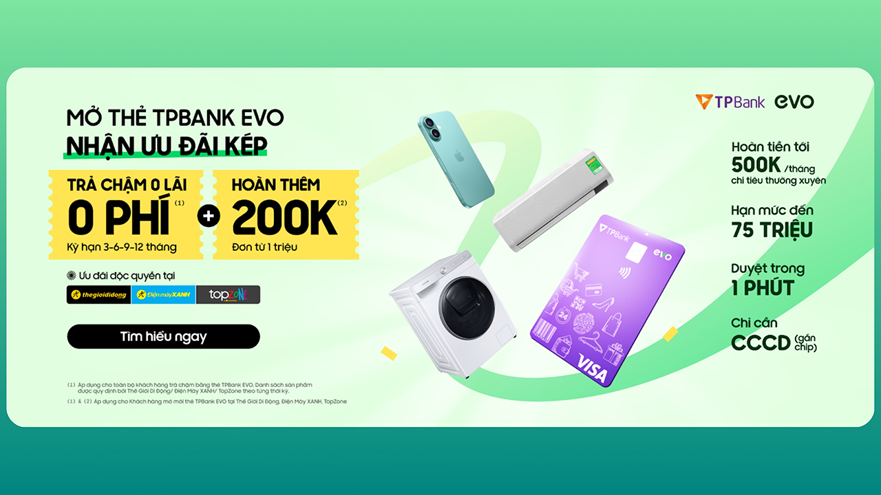 Mở thẻ tín dụng TPBank EVO tại TGDĐ