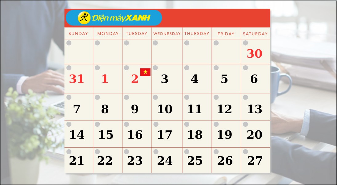 Lịch nghỉ lễ 2/9 với người lao động có chế độ nghỉ 1 ngày/tuần