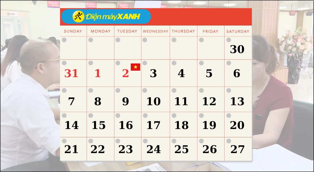 Lịch nghỉ lễ 2/9 với người lao động có chế độ nghỉ 2 ngày/tuần