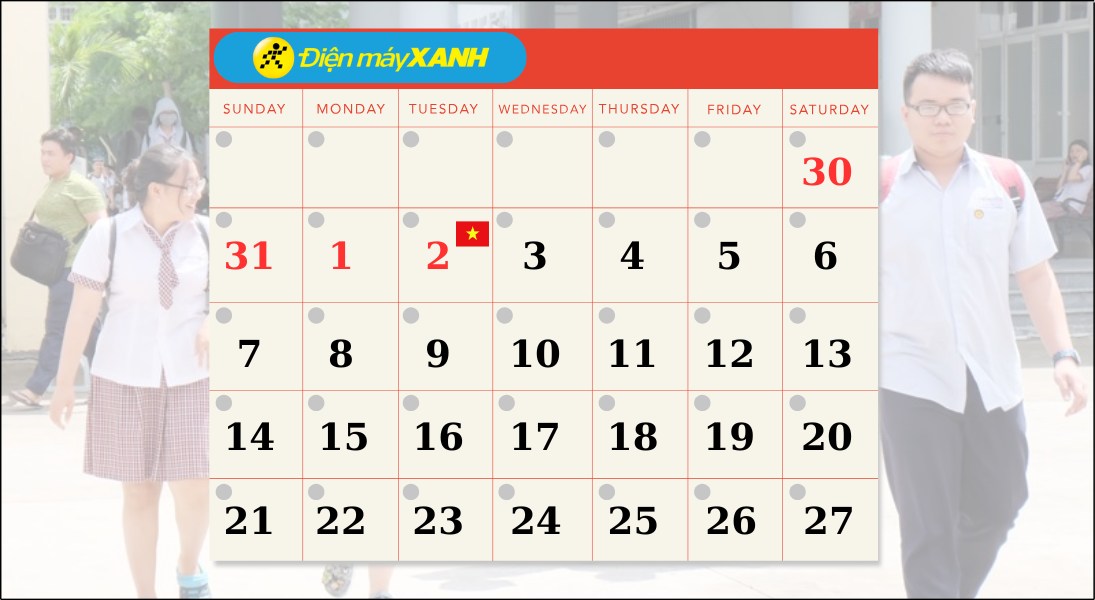 Lịch nghỉ lễ 2/9 của học sinh, sinh viên