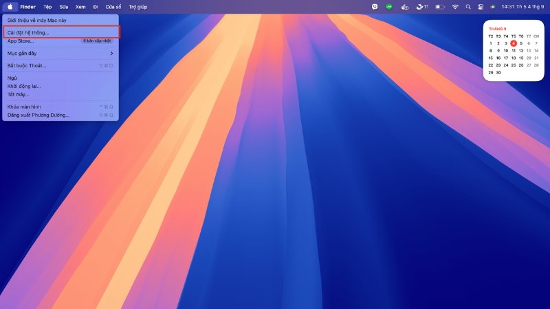 Vào Cài đặt hệ thống Vào Cài đặt hệ thống