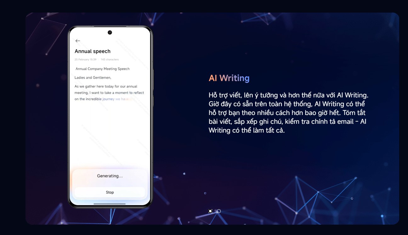 T&iacute;nh năng Viết l&aacute;ch th&ocirc;ng minh - AI Writing