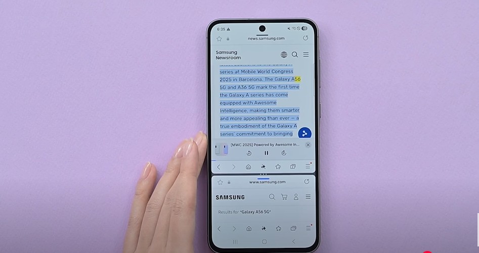 Điện thoại đang sử dụng Read Aloud để đọc văn bản