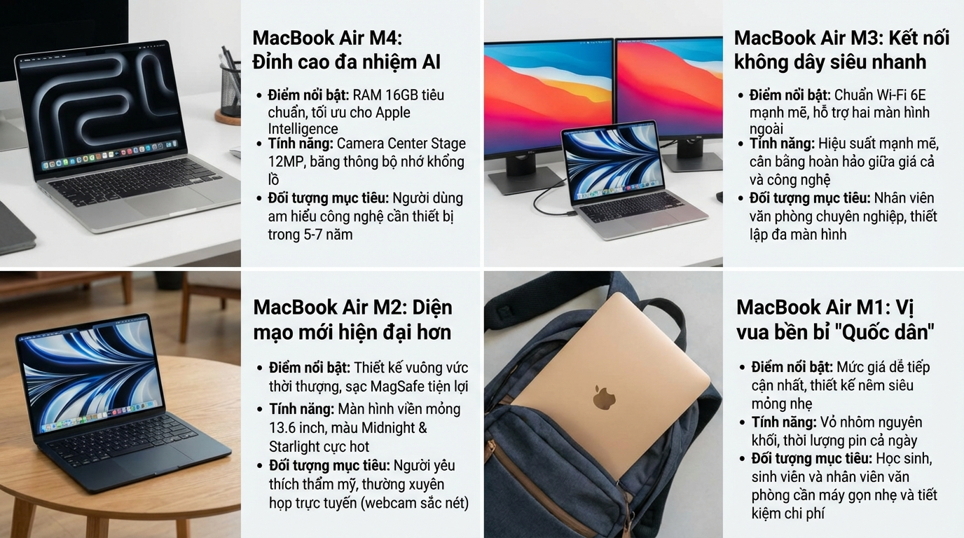 So sánh các dòng MacBook Air hiện nay So sánh các dòng MacBook Air hiện nay