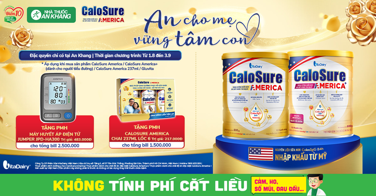 Tặng lốc 6 chai Calosure America chai 237ml hoặc Máy huyết áp điện tử JUMPER JPD-HA300 khi mua sữa