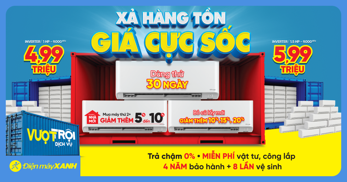 THÁNG 8 - MÁY LẠNH XẢ HÀNG TỒN GIẢM CỰC CHẤT: Giá chỉ từ 4.99 triệu, dùng thử miễn phí 30 ngày