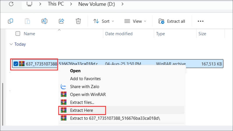Giải n&eacute;n file đ&atilde; tải