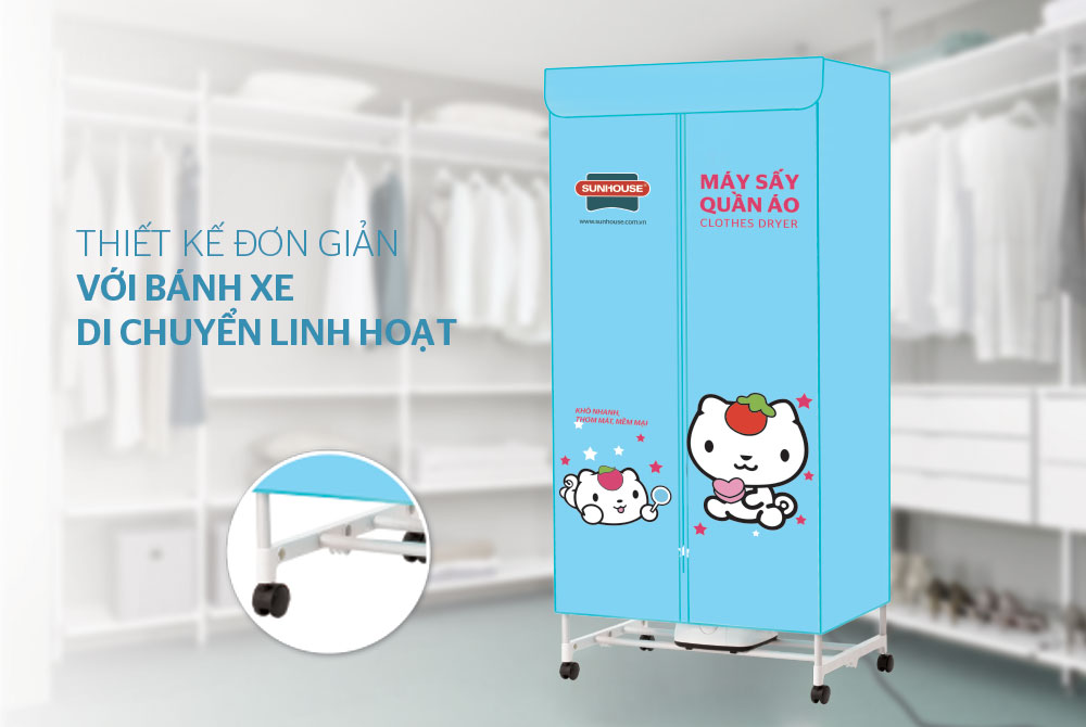 Tủ sấy quần áo Sunhouse SHD2702 trang bị công nghệ PTC tự ngắt khi quá nhiệt, giảm nguy cơ cháy nổ, an tâm dùng lâu dài, không lo rủi ro