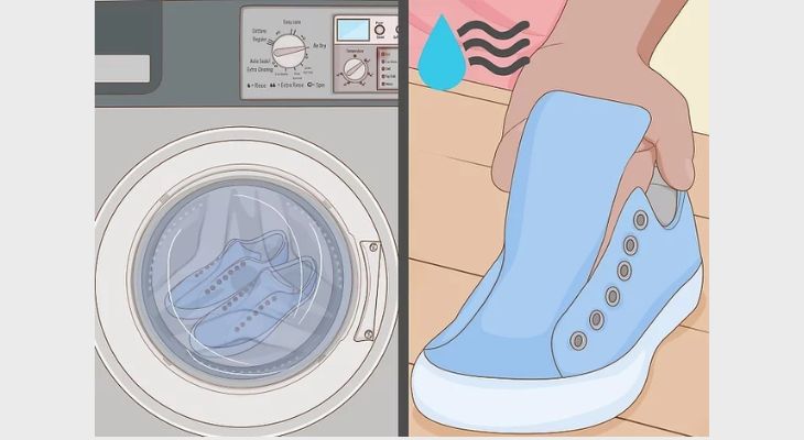Nên tháo lót giày và nới lỏng dây giày trước khi sấy giày bằng máy sấy quần áo