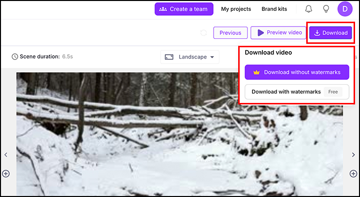 Tải video tạo từ Pictory AI