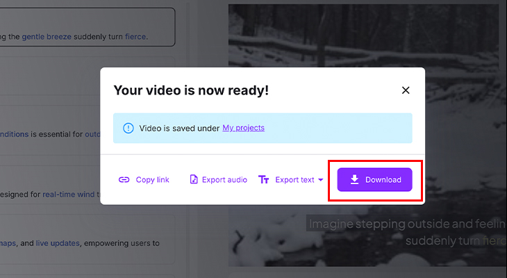 Cách tải video đã tạo trên Pictory AI