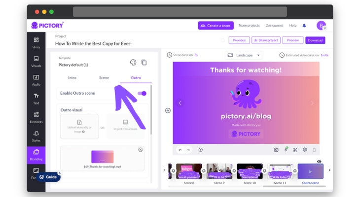 Sử dụng tính năng Branding trên Pictory AI