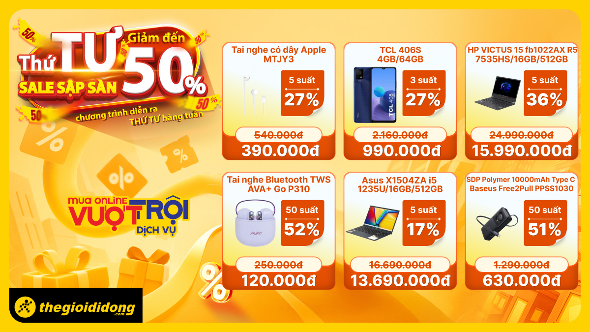 Cực Hot: Mời Đoàn Mình Di Chuyển Vào Trang Tgdđ Săn Deal Thứ 4 – Sale Sập Sàn Tới 50%! Cực Hot: Mời Đoàn Mình Di Chuyển Vào Trang Tgdđ Săn Deal Thứ 4 – Sale Sập Sàn Tới 50%!