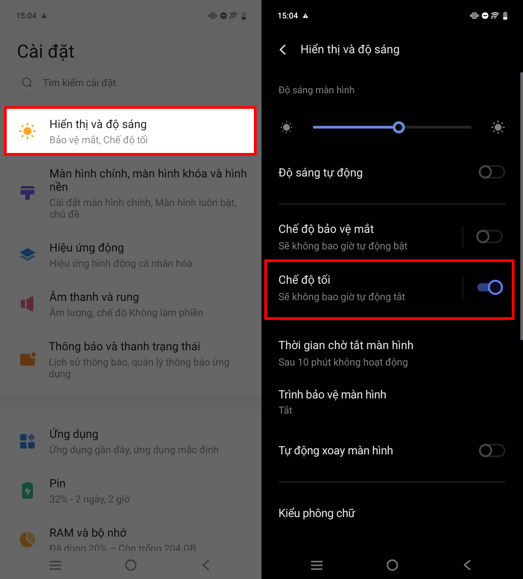 Cách bật chế độ tối trên vivo V60 Cách bật chế độ tối trên vivo V60