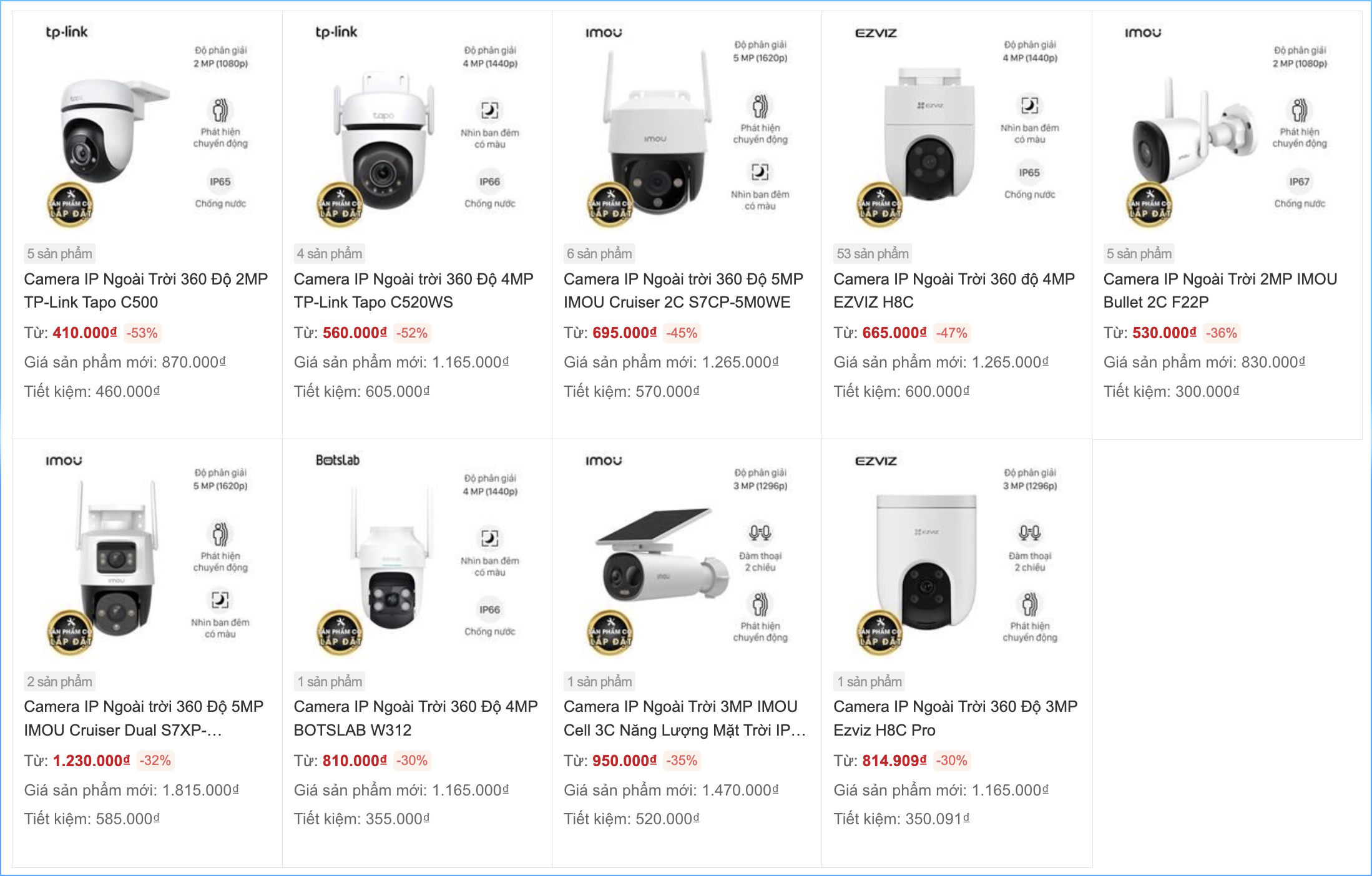 Tiết kiệm hơn khi mua camera ngoài trời đã qua sự dụng tại TGDĐ, hỗ trợ lắp đặt tận nhà