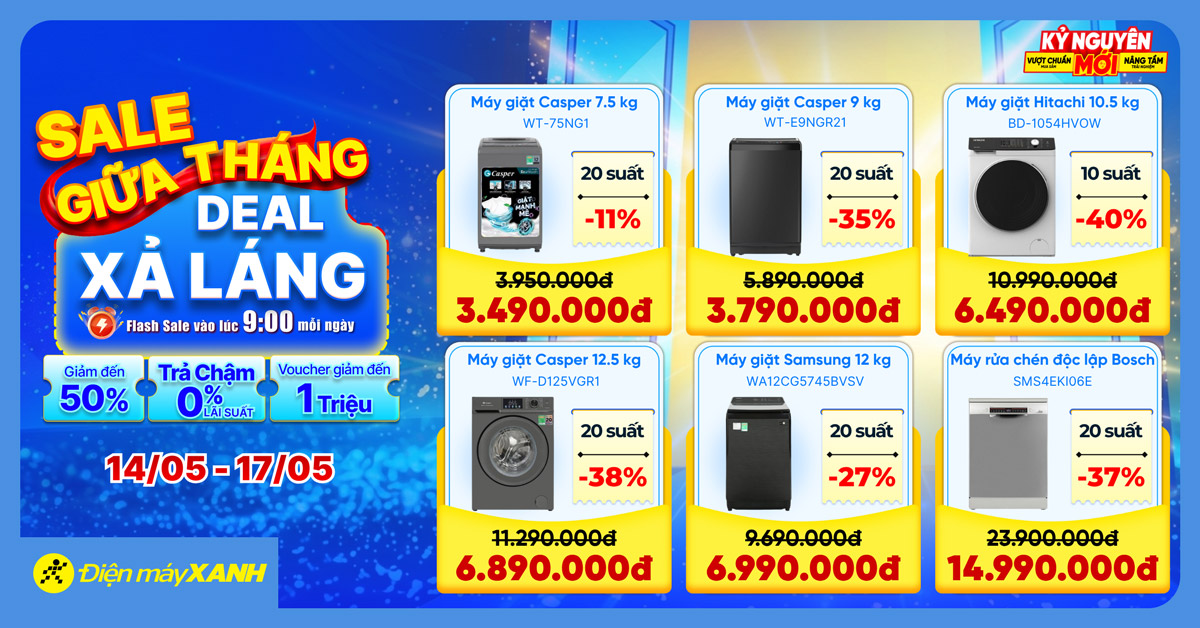 Sale Giữa Tháng - Deal Xả Láng: Điện máy XANH giảm đến 50% cho tivi, tủ lạnh, máy lạnh, máy giặt và hàng ngàn đồ gia dụng Sale Giữa Tháng - Deal Xả Láng: Điện máy XANH giảm đến 50% cho tivi, tủ lạnh, máy lạnh, máy giặt và hàng ngàn đồ gia dụng