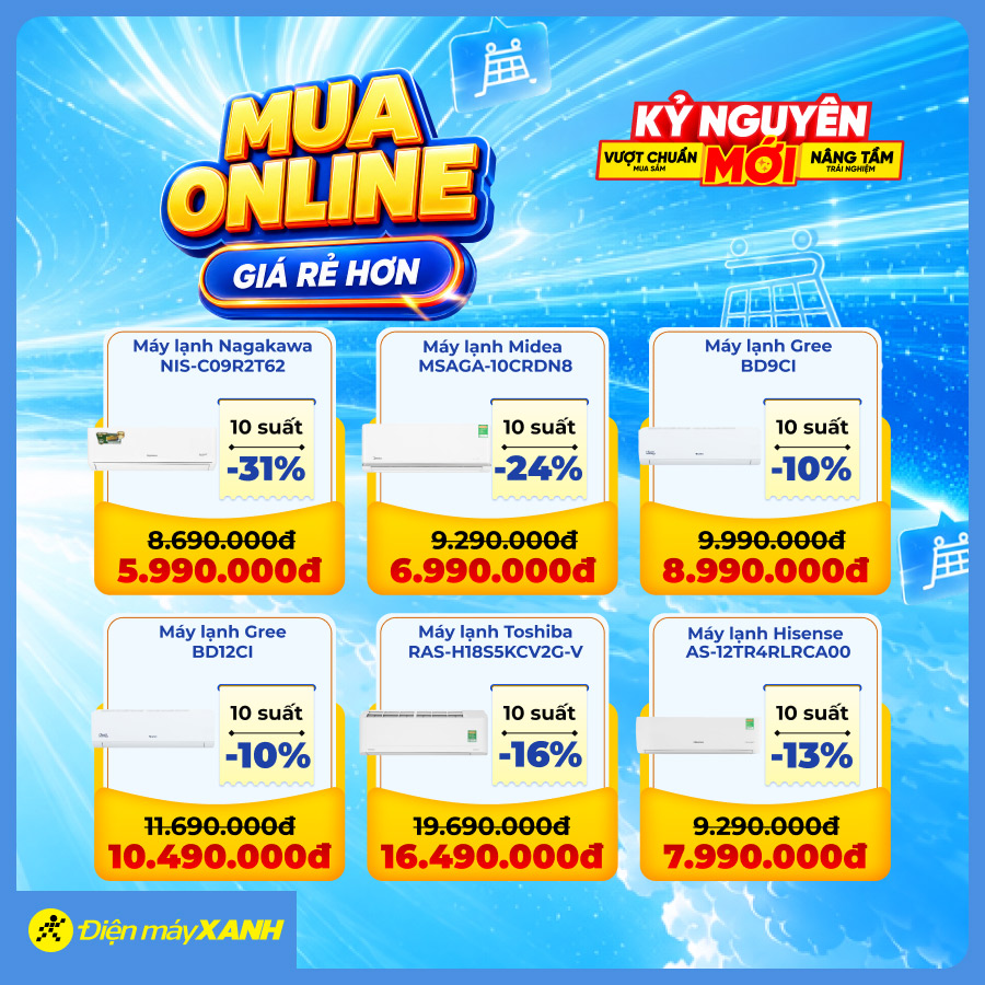 Mua Online Giá Rẻ Hơn - Ưu đãi giảm sốc 50% thiết bị điện máy tại Điện máy XANH Mua Online Giá Rẻ Hơn - Ưu đãi giảm sốc 50% thiết bị điện máy tại Điện máy XANH