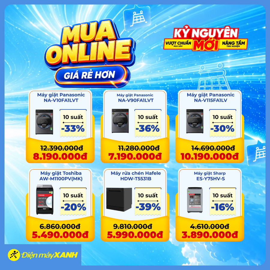 Mua Online Giá Rẻ Hơn - Ưu đãi giảm sốc 50% thiết bị điện máy tại Điện máy XANH Mua Online Giá Rẻ Hơn - Ưu đãi giảm sốc 50% thiết bị điện máy tại Điện máy XANH