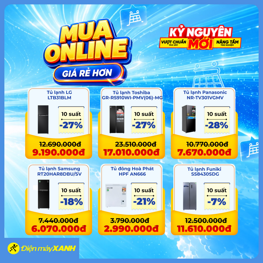 Mua Online Giá Rẻ Hơn - Ưu đãi giảm sốc 50% thiết bị điện máy tại Điện máy XANH Mua Online Giá Rẻ Hơn - Ưu đãi giảm sốc 50% thiết bị điện máy tại Điện máy XANH