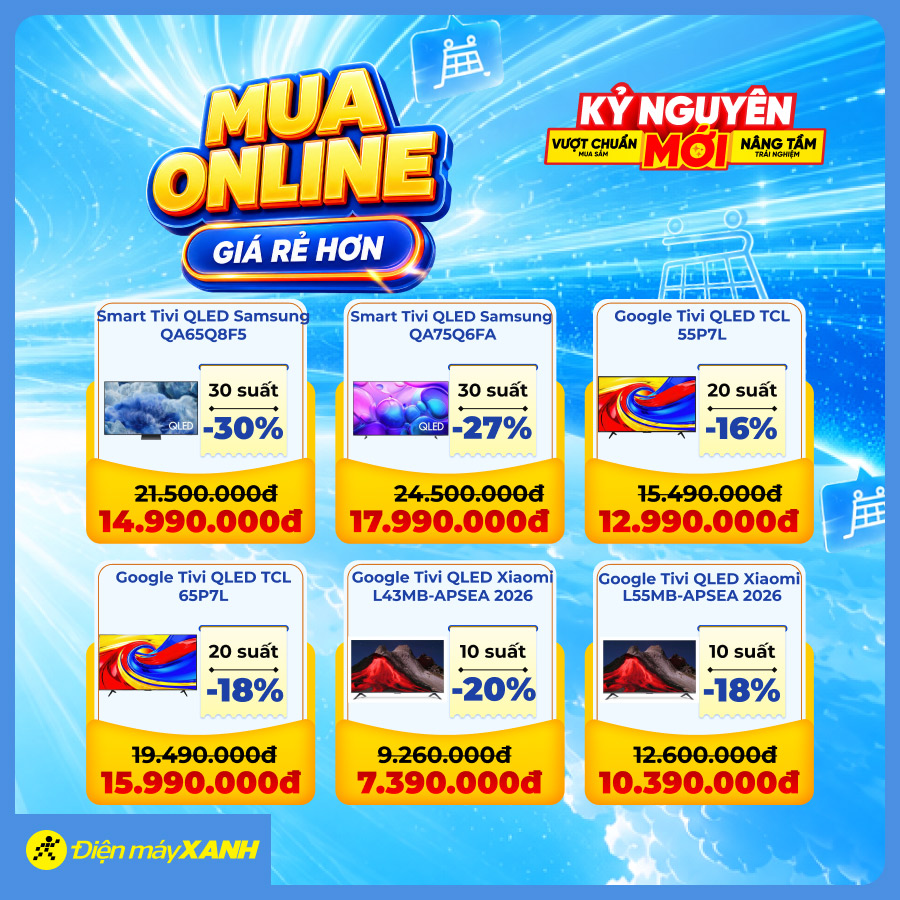 Mua Online Giá Rẻ Hơn - Ưu đãi giảm sốc 50% thiết bị điện máy tại Điện máy XANH Mua Online Giá Rẻ Hơn - Ưu đãi giảm sốc 50% thiết bị điện máy tại Điện máy XANH