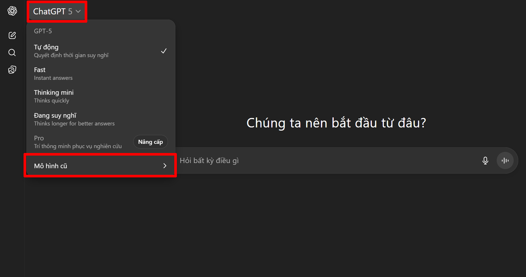 Cách Chuyển Từ Chatgpt-5 Sang Chatgpt-4O Cách Chuyển Từ Chatgpt-5 Sang Chatgpt-4O