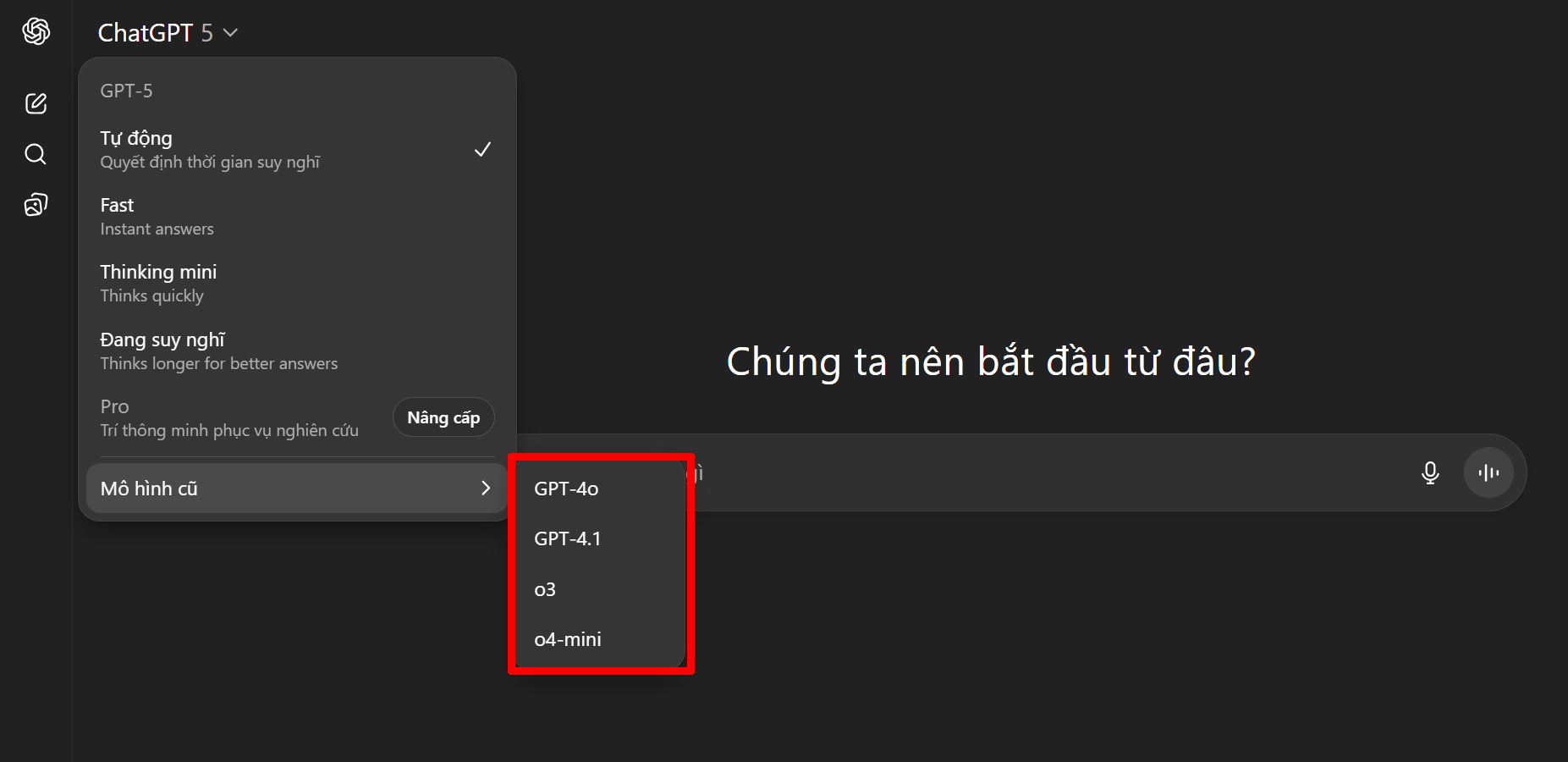Cách Chuyển Từ Chatgpt-5 Sang Chatgpt-4O Cách Chuyển Từ Chatgpt-5 Sang Chatgpt-4O