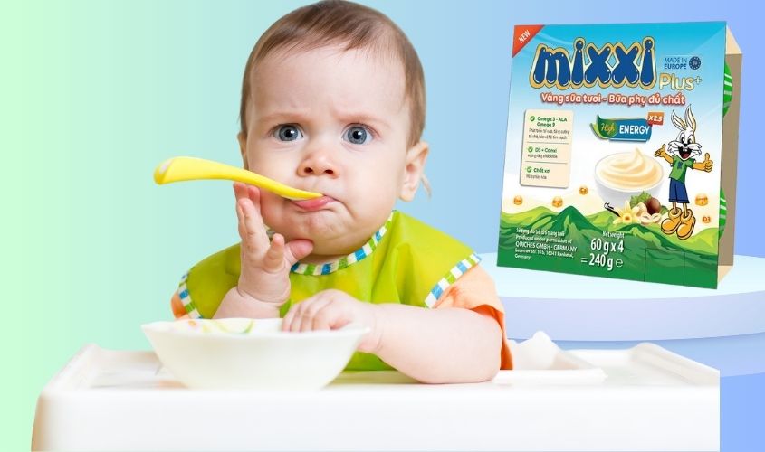 Lốc 4 hũ váng sữa Kidsmix Mixxi vị kem vani 60g (từ 6 tháng)
