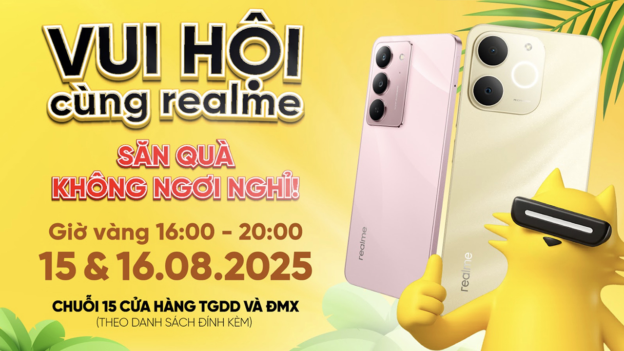 Vui Hội Cùng Realme - Săn Quà Không Ngơi Nghỉ: Note Lịch Giờ Vàng Săn Ngay Điện Thoại, Tai Nghe, Voucher 1 Triệu Đồng Vui Hội Cùng Realme - Săn Quà Không Ngơi Nghỉ: Note Lịch Giờ Vàng Săn Ngay Điện Thoại, Tai Nghe, Voucher 1 Triệu Đồng