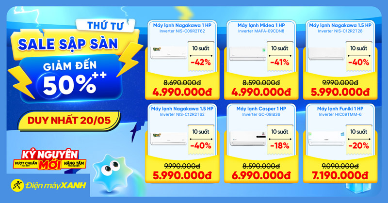 Thứ 4 Sale Sập S&agrave;n tại Điện m&aacute;y XANH - giảm đến 50%, deal sốc, minigame tr&uacute;ng phiếu mua h&agrave;ng