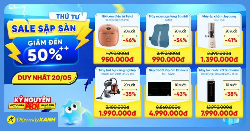 Thứ 4 Sale Sập S&agrave;n tại Điện m&aacute;y XANH - giảm đến 50%, deal sốc, minigame tr&uacute;ng phiếu mua h&agrave;ng