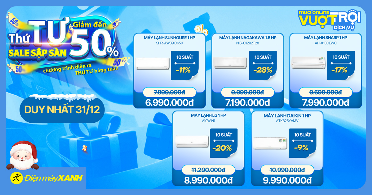 Thứ 4 Sale Sập S&agrave;n tại Điện m&aacute;y XANH - giảm đến 50%, deal sốc, minigame tr&uacute;ng phiếu mua h&agrave;ng