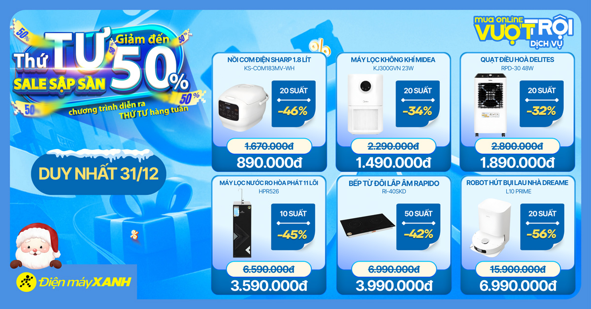 Thứ 4 Sale Sập S&agrave;n tại Điện m&aacute;y XANH - giảm đến 50%, deal sốc, minigame tr&uacute;ng phiếu mua h&agrave;ng