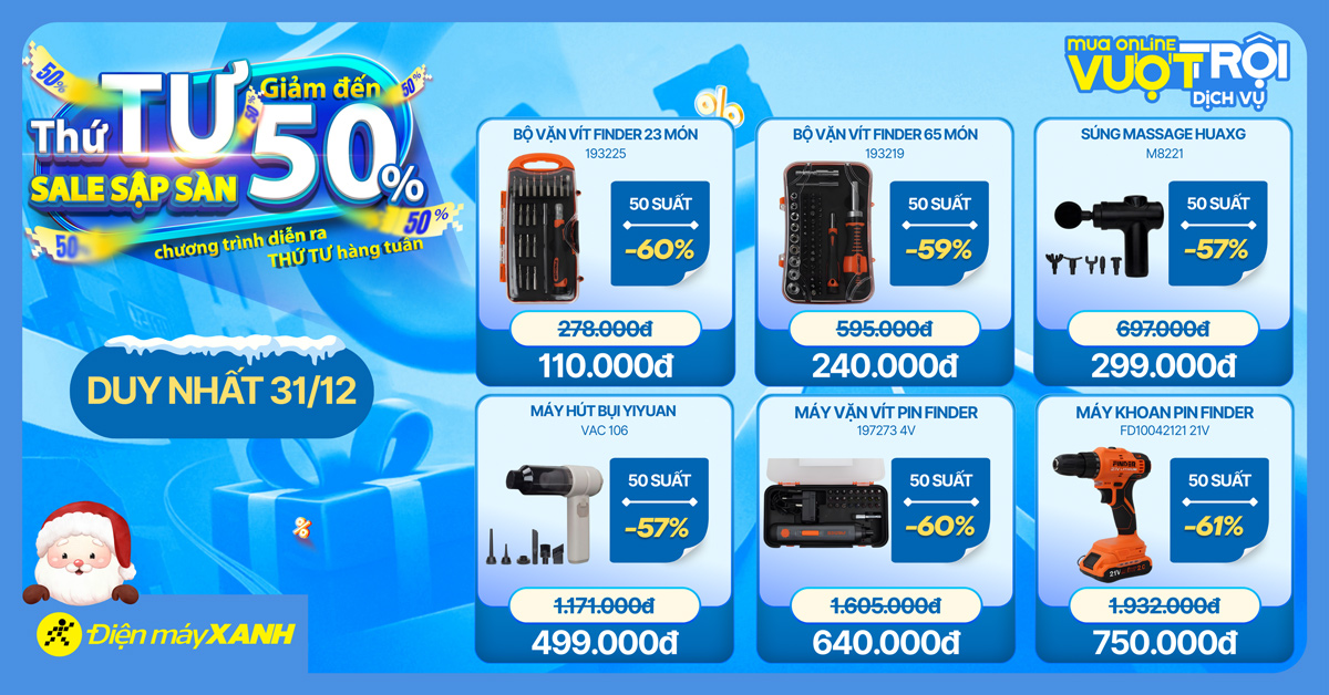 Thứ 4 Sale Sập S&agrave;n tại Điện m&aacute;y XANH - giảm đến 50%, deal sốc, minigame tr&uacute;ng phiếu mua h&agrave;ng