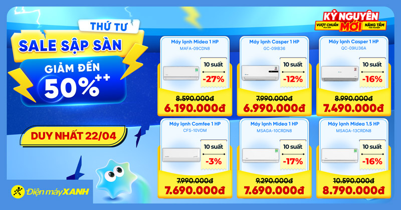 Thứ 4 Sale Sập S&agrave;n tại Điện m&aacute;y XANH - giảm đến 50%, deal sốc, minigame tr&uacute;ng phiếu mua h&agrave;ng