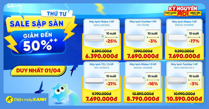 Thứ 4 Sale Sập S&agrave;n tại Điện m&aacute;y XANH - giảm đến 50%, deal sốc, minigame tr&uacute;ng phiếu mua h&agrave;ng
