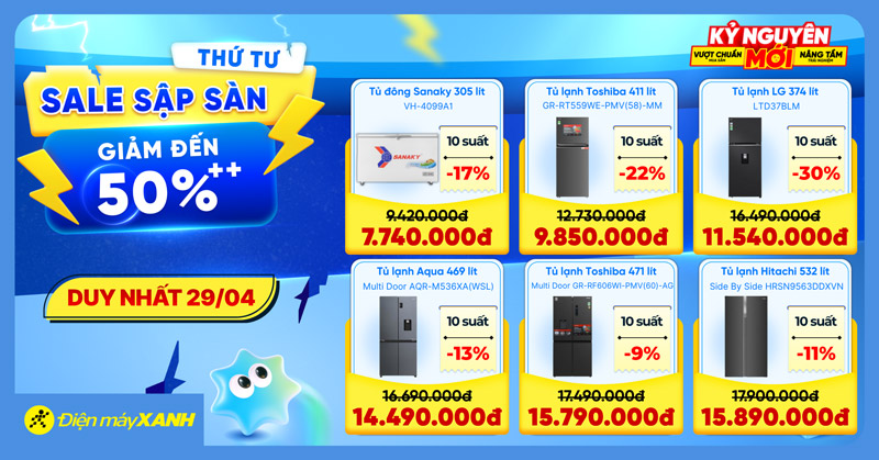 Thứ 4 Sale Sập S&agrave;n tại Điện m&aacute;y XANH - giảm đến 50%, deal sốc, minigame tr&uacute;ng phiếu mua h&agrave;ng