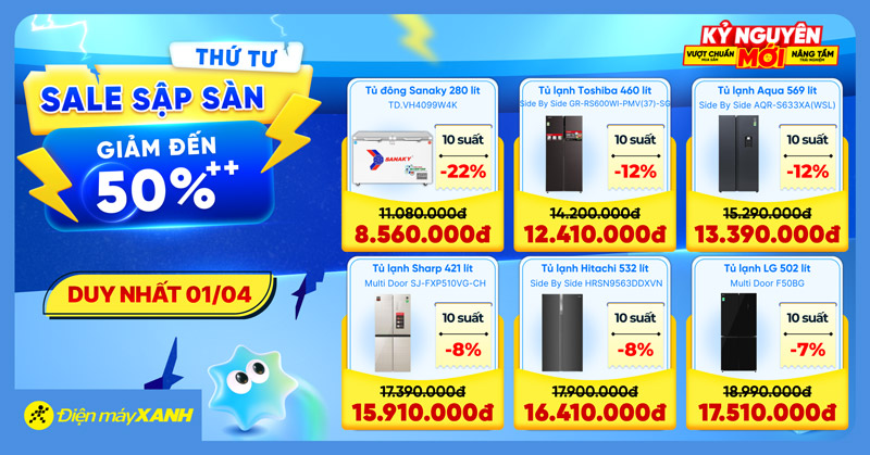 Thứ 4 Sale Sập S&agrave;n tại Điện m&aacute;y XANH - giảm đến 50%, deal sốc, minigame tr&uacute;ng phiếu mua h&agrave;ng