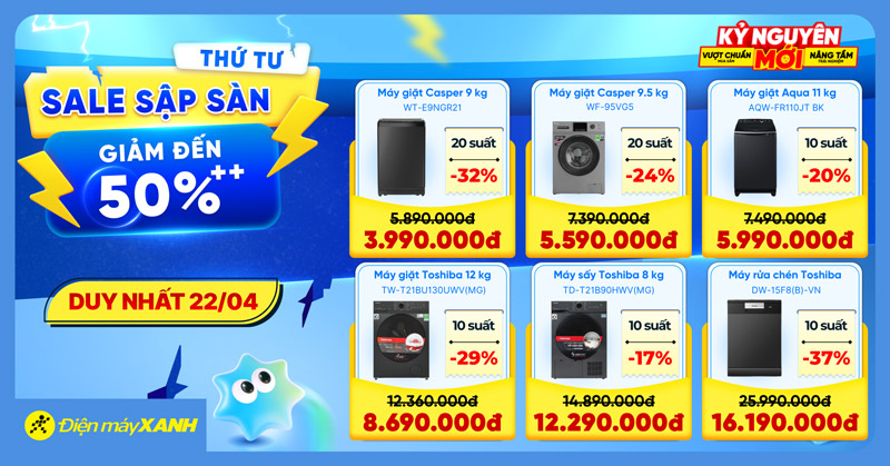 Thứ 4 Sale Sập S&agrave;n tại Điện m&aacute;y XANH - giảm đến 50%, deal sốc, minigame tr&uacute;ng phiếu mua h&agrave;ng