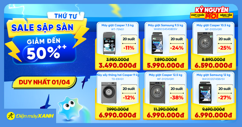Thứ 4 Sale Sập S&agrave;n tại Điện m&aacute;y XANH - giảm đến 50%, deal sốc, minigame tr&uacute;ng phiếu mua h&agrave;ng