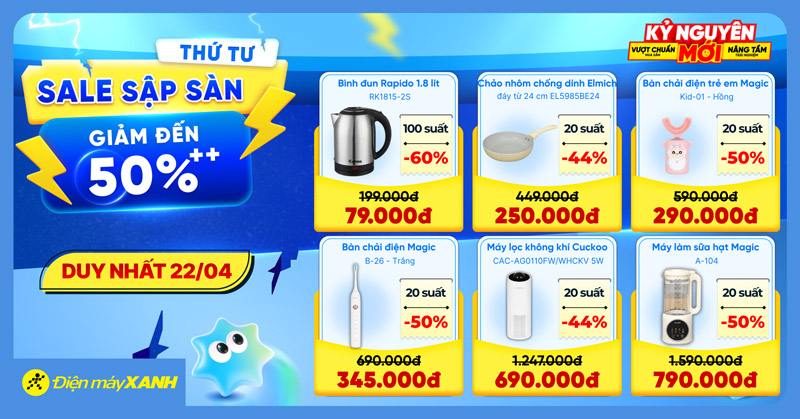 Thứ 4 Sale Sập S&agrave;n tại Điện m&aacute;y XANH - giảm đến 50%, deal sốc, minigame tr&uacute;ng phiếu mua h&agrave;ng